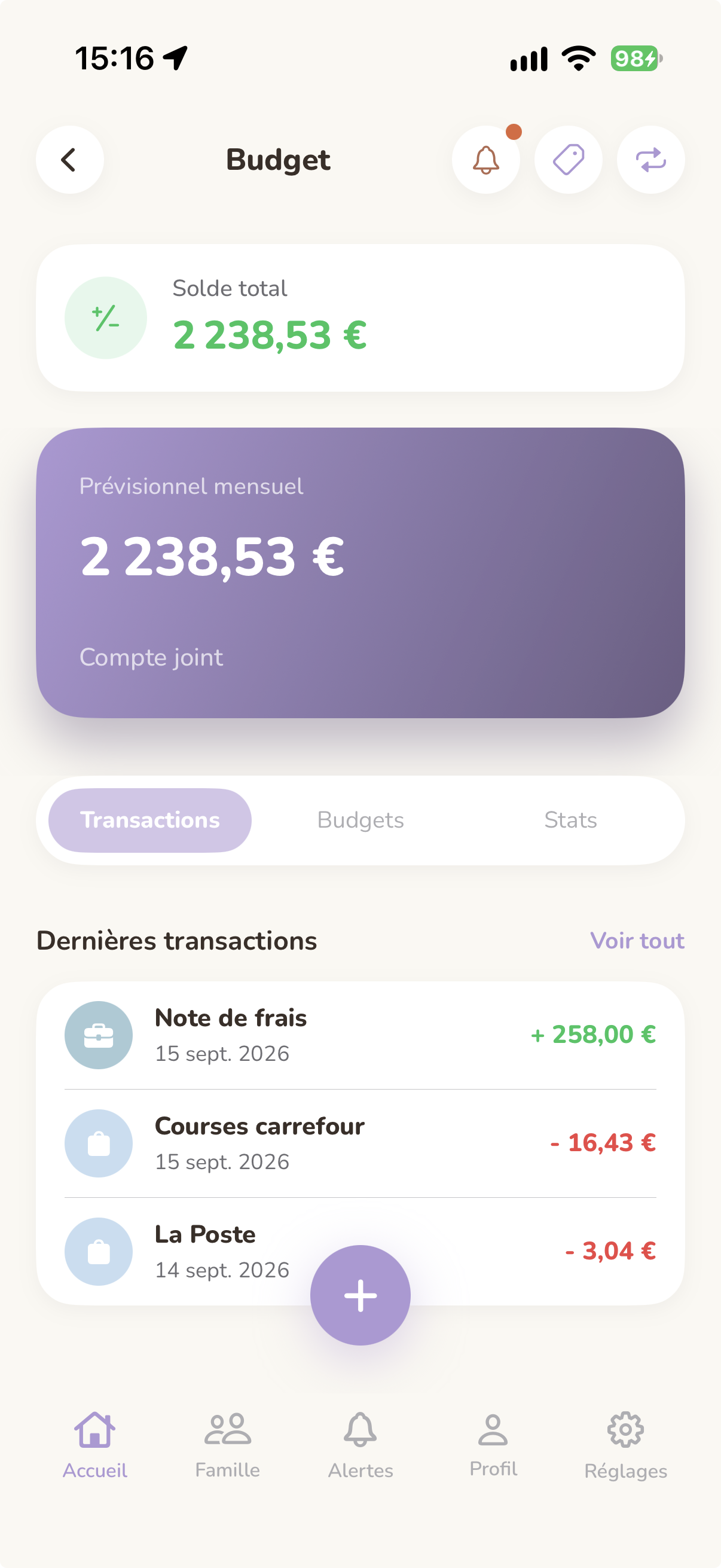 Aperçu du module Budget
